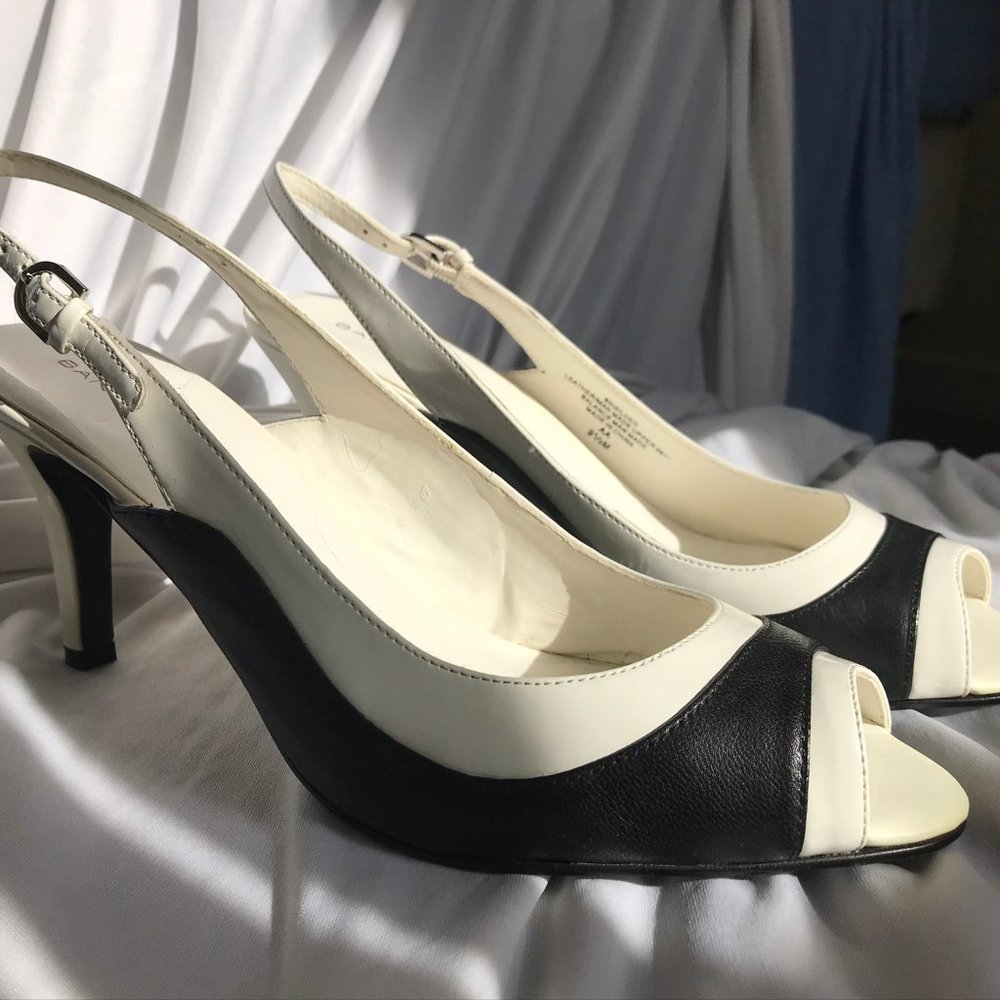 Never worn, cute slingback black & white heels